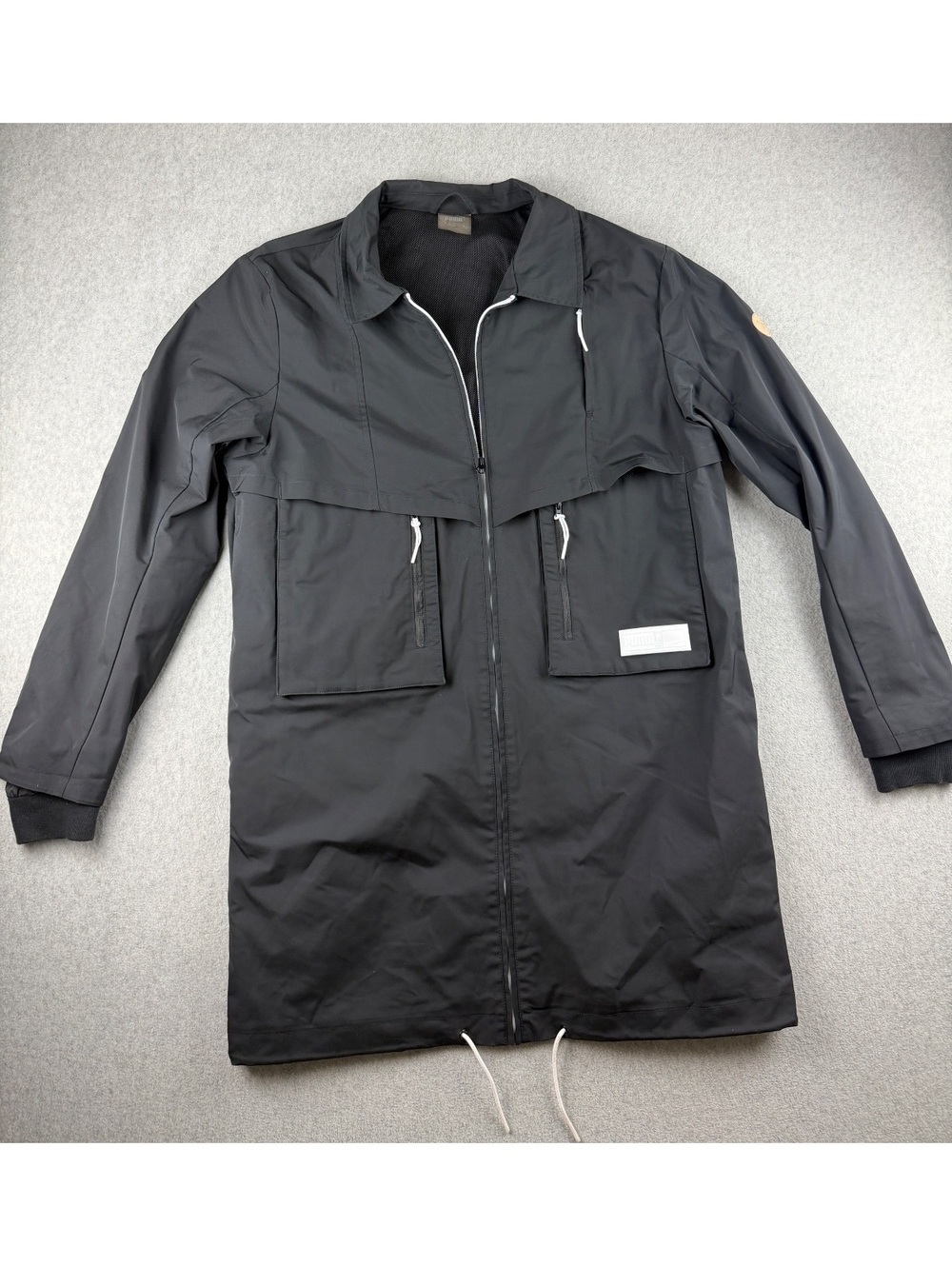 PUMA Tunnel Trench Coat Black Longline Streetwear Jacket